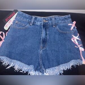 Denim Frayed Hem Women Shorts NWT